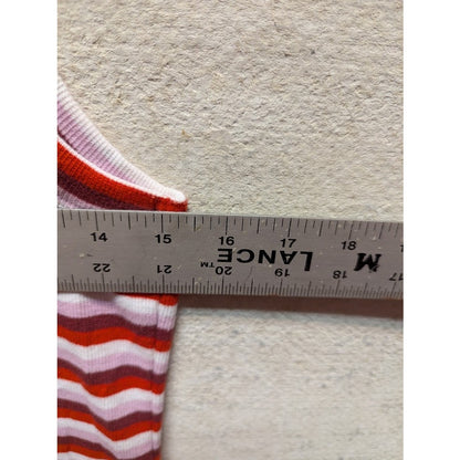 NWT Large Nordstrom Stripe V-neck Tank Top casual sleeveless summer red white