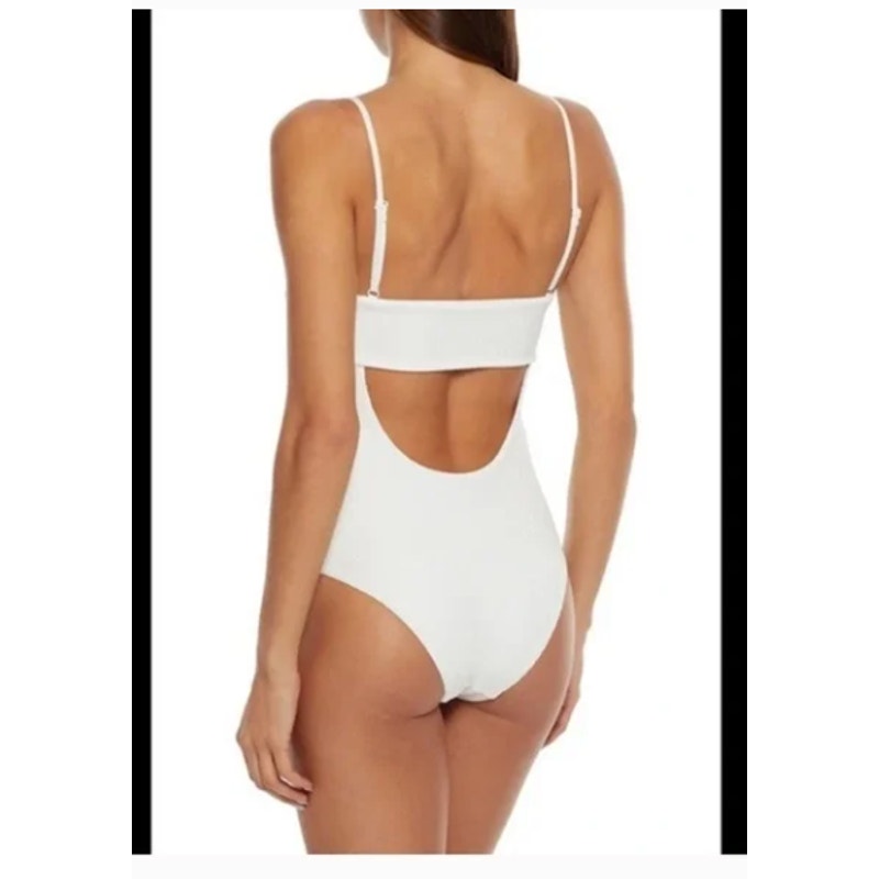 Onia Fiona Cutout Ribbed One-Piece Swimsuit SMALL TUBE top style removable strap