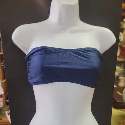 Blue Sky NEW Bandeau Side Bone Swim Top Lined Tieback NipPads DARK NAVY XSMALL