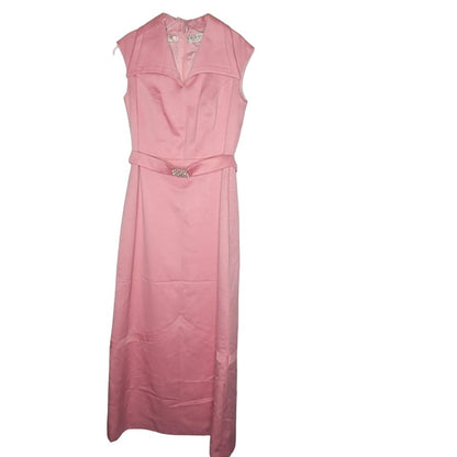 TLAPA Wein 1960's Pink Sleeveless Maxi Dress Wide Collar Cocktail Retro MCM S/M
