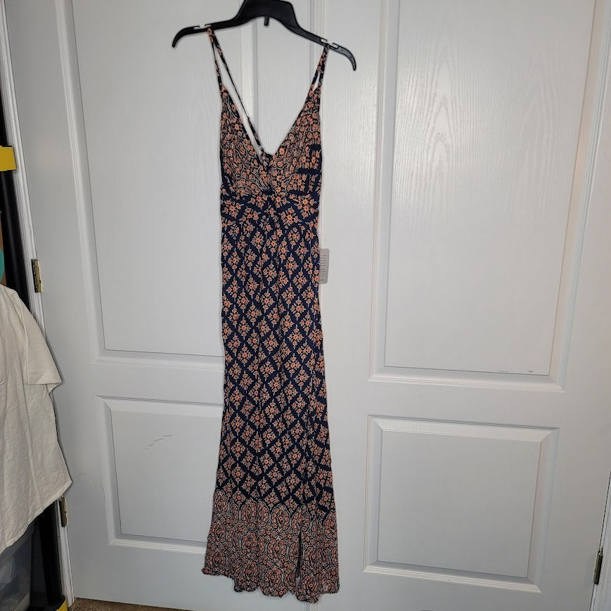 Angie Summer Dress Size Large Boho MAXI elastic back straps
