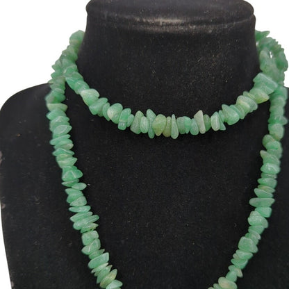 Vintage Natural Green Aventurine Semi-Precious Stone Chip Necklace 18"