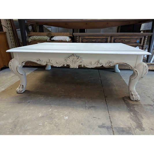 Secondhand Sandies: LARGE white curvy shabby chic coffee table curvy 54"x38"x 19"