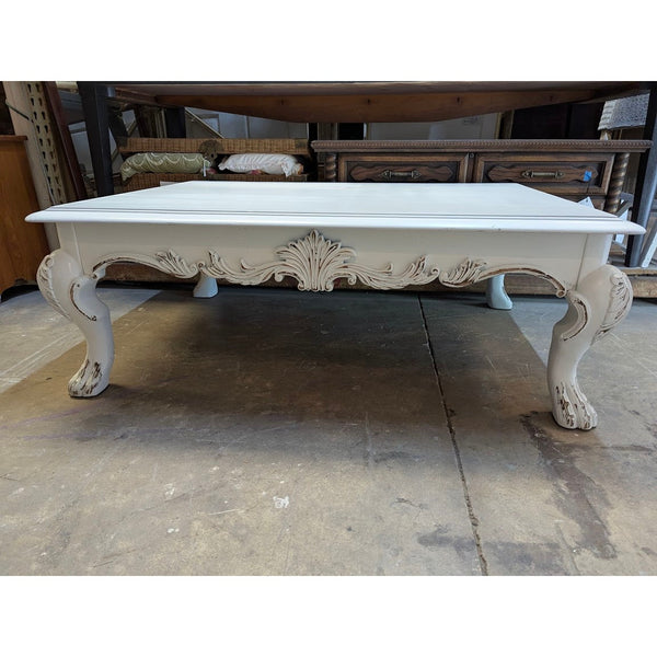 Secondhand Sandies: LARGE white curvy shabby chic coffee table curvy 54"x38"x 19"