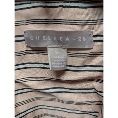 Chelsea28 Striped Pink Black White Dress Belt Roll tab Sleeves wide collar Wrap