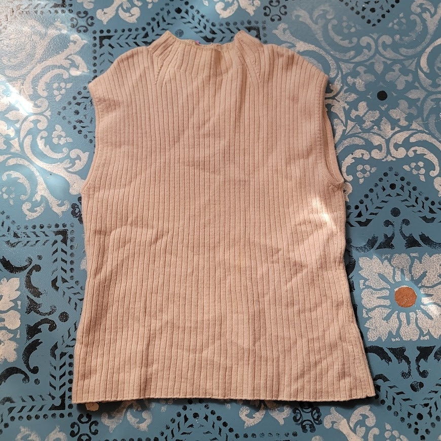Naked Cashmere NEW Ribbed Bone Sleeveless May Top Large Knit sweater