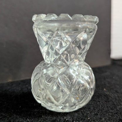 Vintage Clear Cut Glass Hourglass Toothpick Holder TableWare Fancy