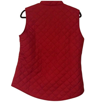 Karen Scott Women's Quilted Puffer Vest Mock-Neck Slant Pocket Solid Red XS