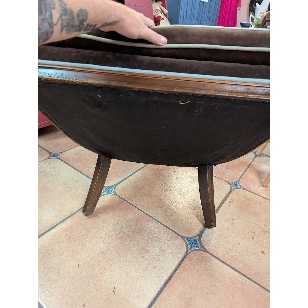 Secondhand Sandies: MCM Occasional Chair Chocolate Velvet with blue piping Tufted