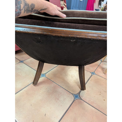 Secondhand Sandies: MCM Occasional Chair Chocolate Velvet with blue piping Tufted