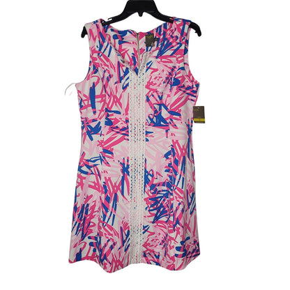Taylor Dress Summer Sleeveless Size 14 Stretch Casual Shift Pink Blue Geometric