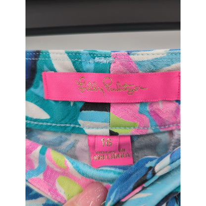 Lilly Pulitzer size 14 Kelly skinny pants in Maldives Green Hype it UP print