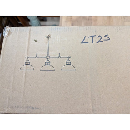 LNC Abspinim 3-Light 36-in Gary Industrial Linear Kitchen Island Light NEW