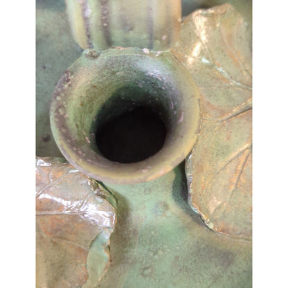 Art Studio Handmade Pottery Signed Elaine Handheld candle holder