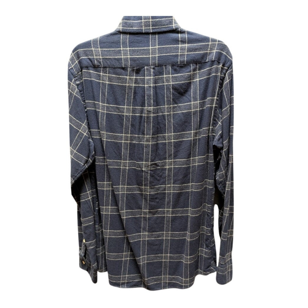 WAX plaid button up shirt top size Small 100% cotton blue cream stripes NEW
