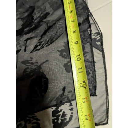 Cejon Black Sheer Flocked Leaf Print Rectangular Scarf Wrap travel head Neck
