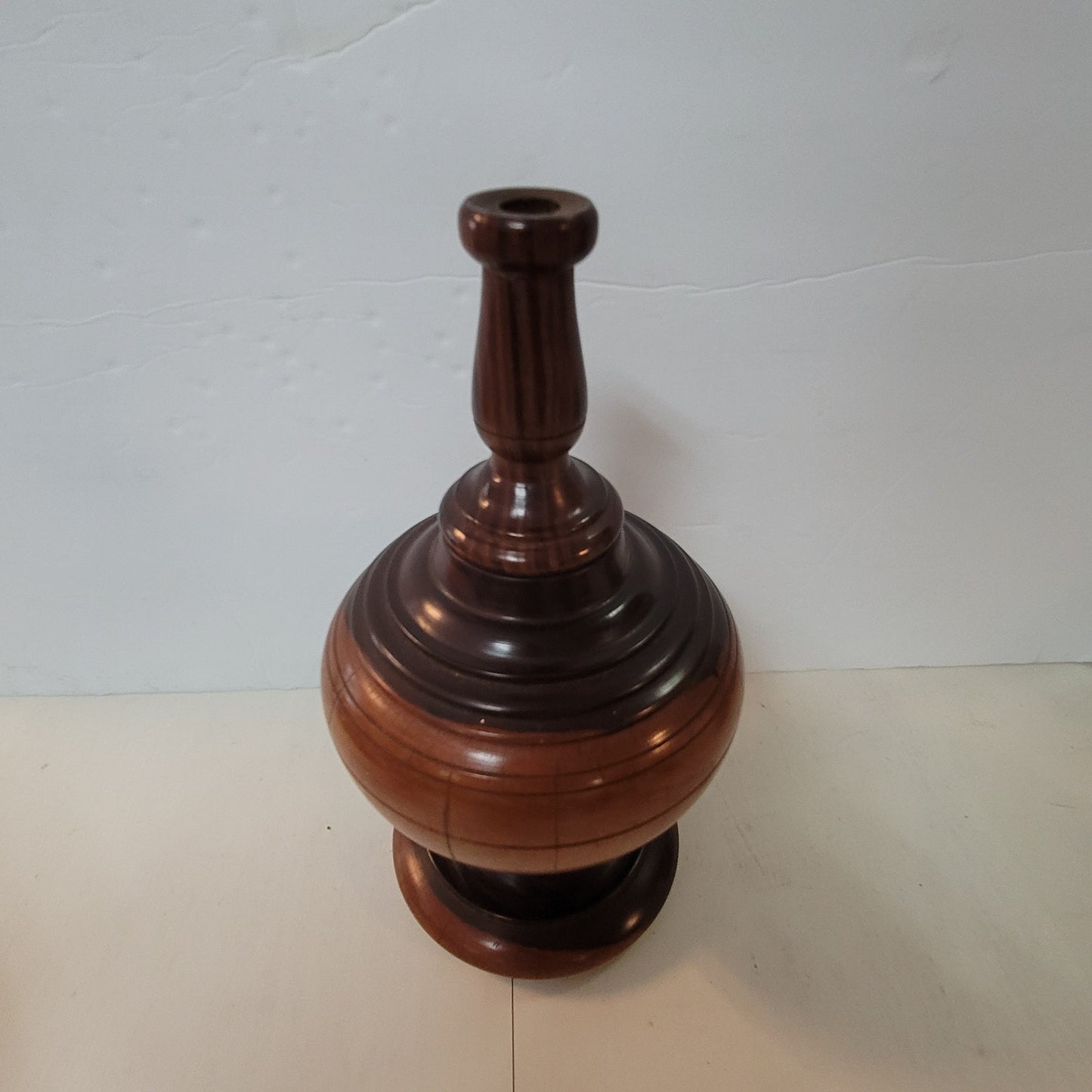 Turned wood Large single piece with opening in top 10"