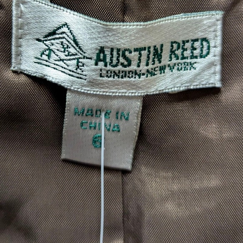 NEW Austin Reed Size 6 Silk Blazer Jacket embroidered brown white