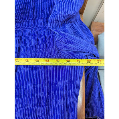 Vintage Nuit Micro Pleat Cocktail Arm cuff Sequin Dress Size 8 Blue Long Sleeve