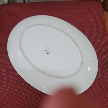 Sango Patrician Floral Abstract Replacement Oval Serving Platter Gray Pink Black