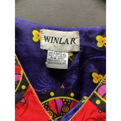 Vintage Wilnar ONE SIZE red black blue long maxi Kaftan