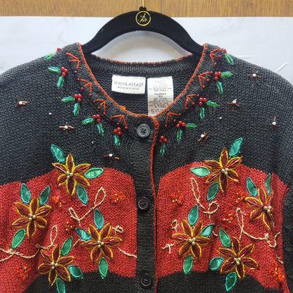White Stag Womens Size 16W Christmas Cardinal Long Sleeve Sweater button up