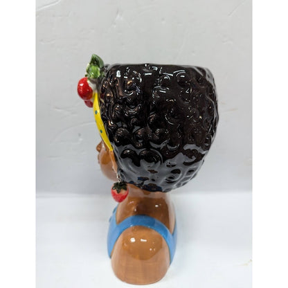 Large Ceramic Fruit lady headvase planter Multi 9" tall Strawberry Island Girl