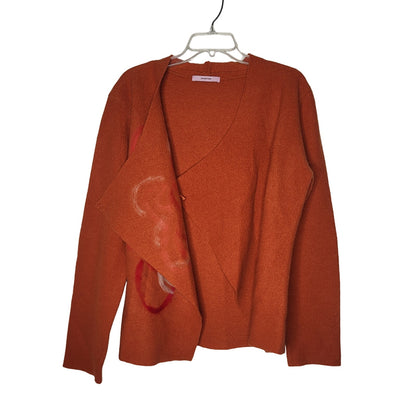 Paraphrase UK Size Large Wool geometric lightweight jacket blouse Orange wrap