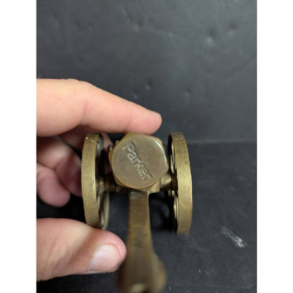 Vintage Parker Brass Toy Cannon Wheels Battlefield Pull behind HEAVY Miniature