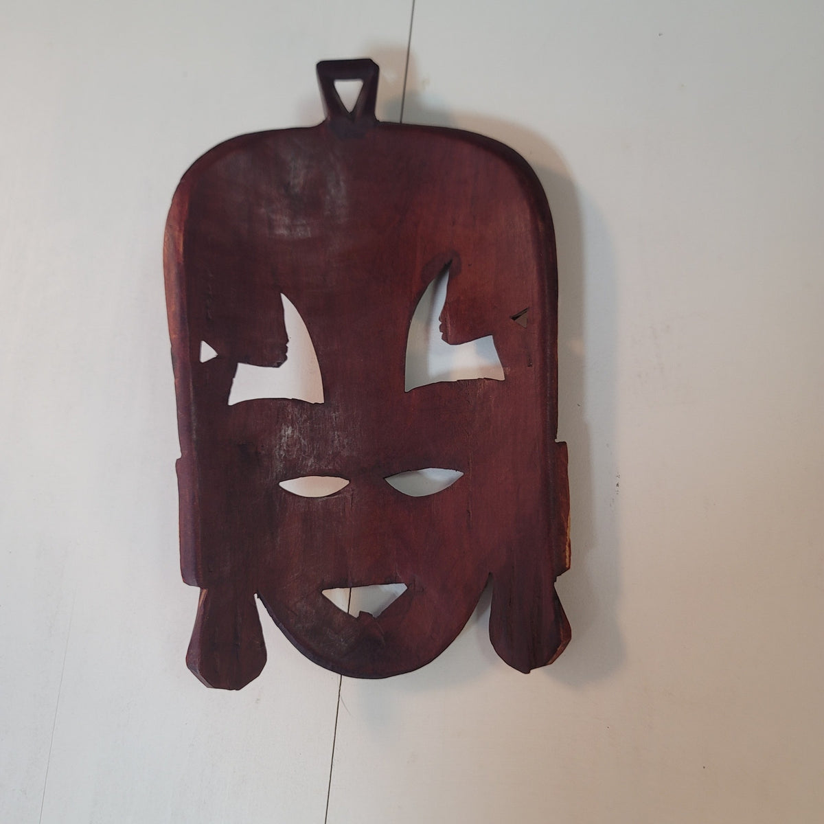 Wooden Hand Carved African Tribal Mask Folk Art Wall Hangar Decor WOOD PAINTED