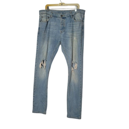 Topman Men's Distressed Blue Jeans Size 38" x 34" Light Wash  Destroyed ripped