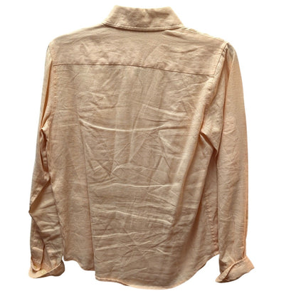Lauren Ralph Lauren Peach Pastel 100% Linen Button Down Pocket Shirt Petite