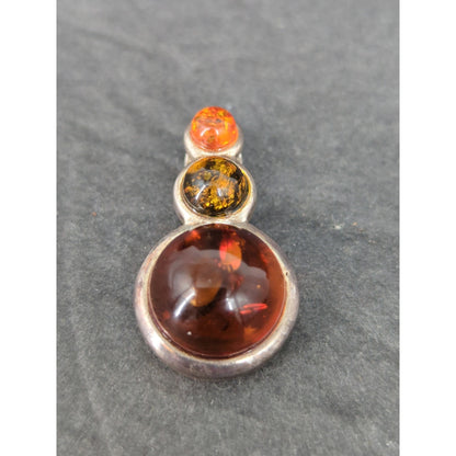 Vintage Boho Genuine Amber Silver Dangle Earrings & Pendant Set 925