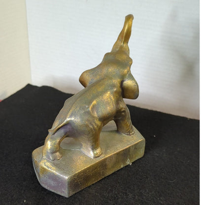 Vintage Single Chalkware elephant statue bookend Trunk Up