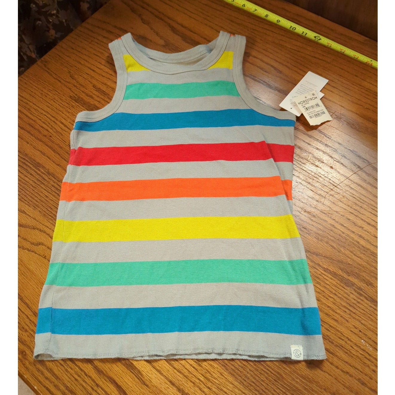 .Nordstrom NWT Rainbow Striped Ribbed Tank Top Extra Large Kids Kidcore