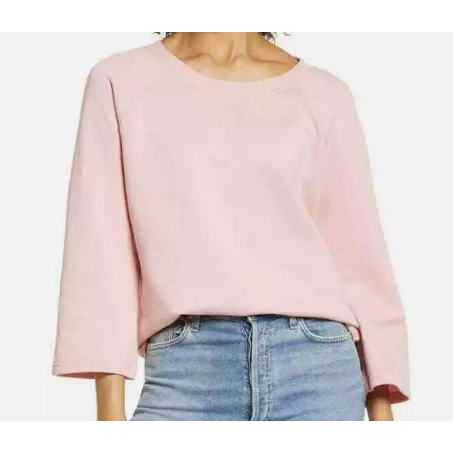 NWT Caslon Pullover Crewneck Raglan 3/4 Sleeve Sweatshirt - Pink Bride Sz Medium