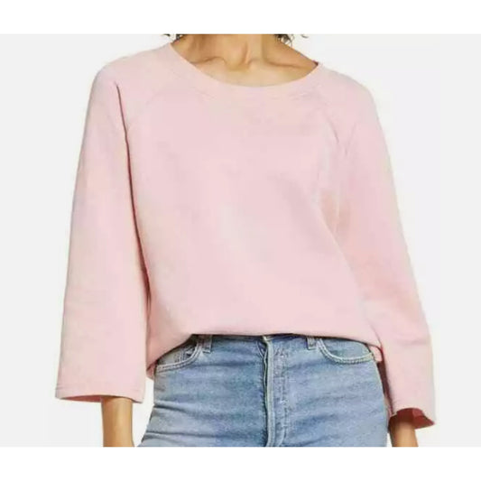 NWT Caslon Pullover Crewneck Raglan 3/4 Sleeve Sweatshirt - Pink Bride Sz Medium