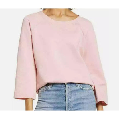 NWT Caslon Pullover Crewneck Raglan 3/4 Sleeve Sweatshirt - Pink Bride Sz Medium