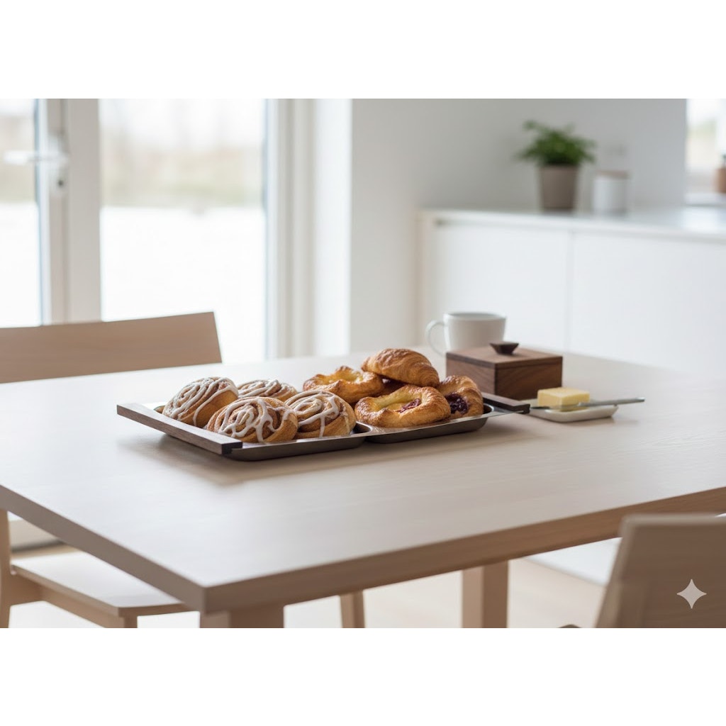 Stainless Steel Denmark Metal Wood double compartment serving tray