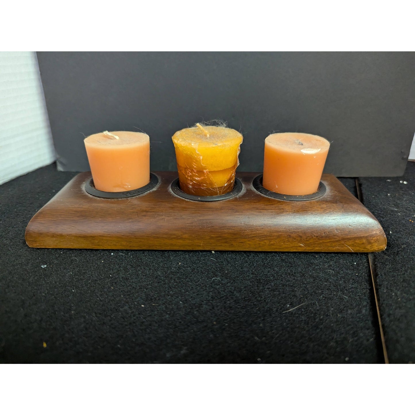 Modern Wooden Tea Light Candle Holders Pair Minimalist Table Top Centerpieces