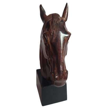 Bombay Cast Metal Solid Horse Head Sculpture Brown Black Base India Made Rare