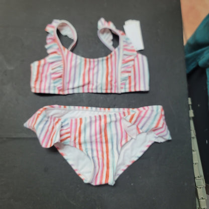 Girls Size 10 NEW raisins 2 pc. Swimsuit bikini top Bottoms Swim striped multi