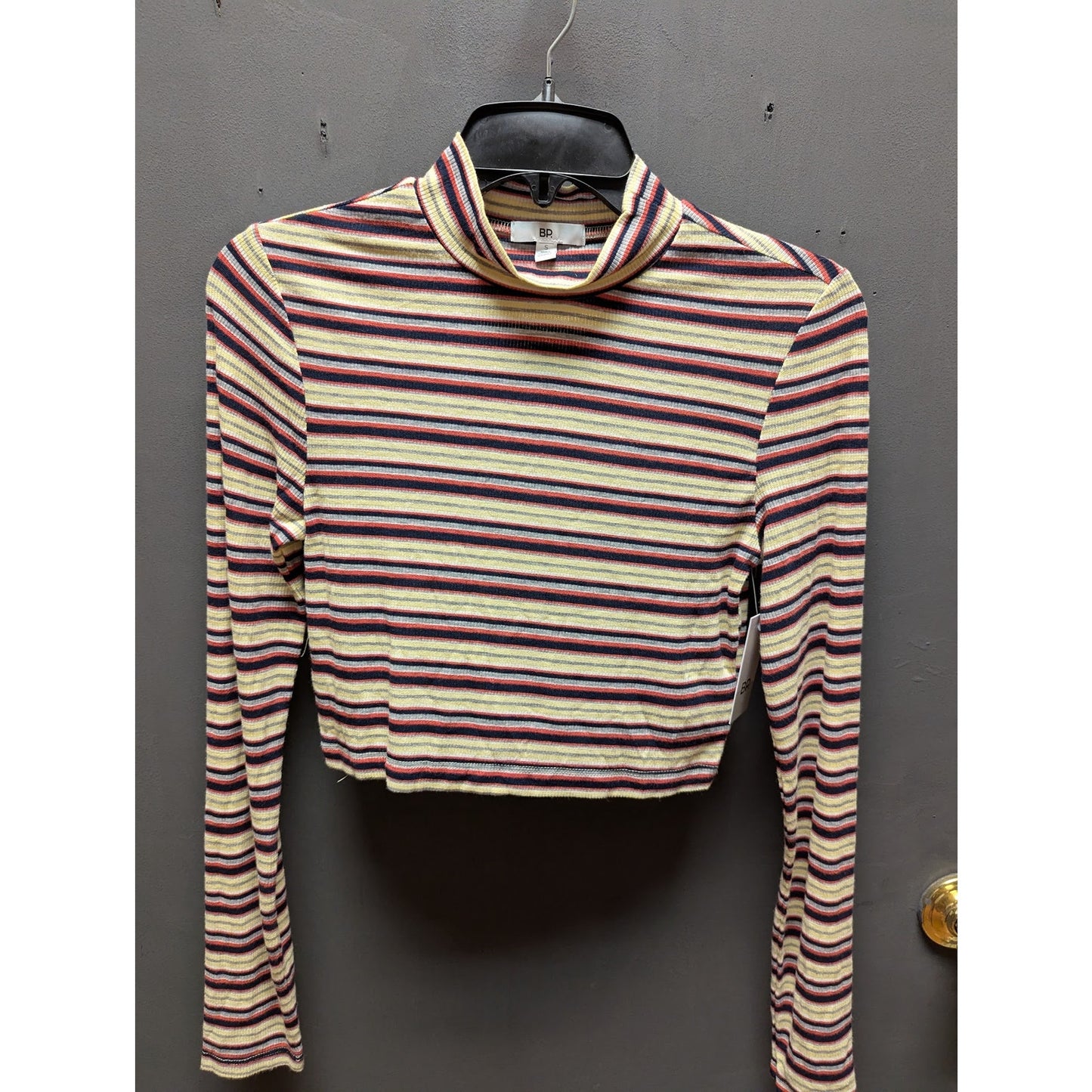 BP. cropped long sleeve mock neck striped top layering shirt Size Small NEW