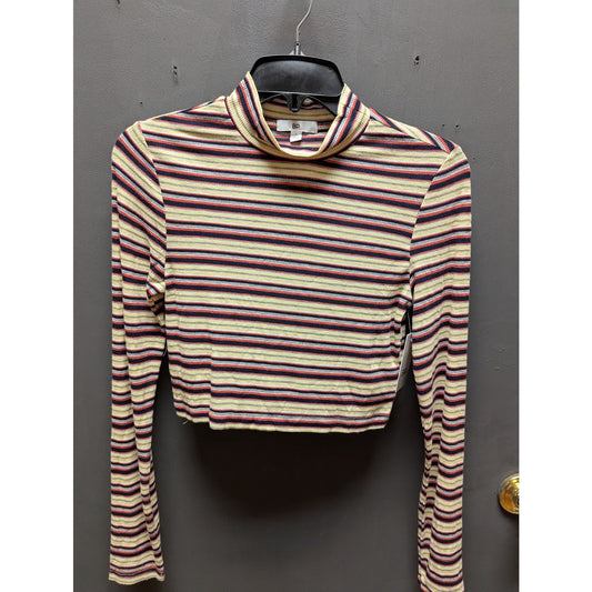 BP. cropped long sleeve mock neck striped top layering shirt Size Small NEW