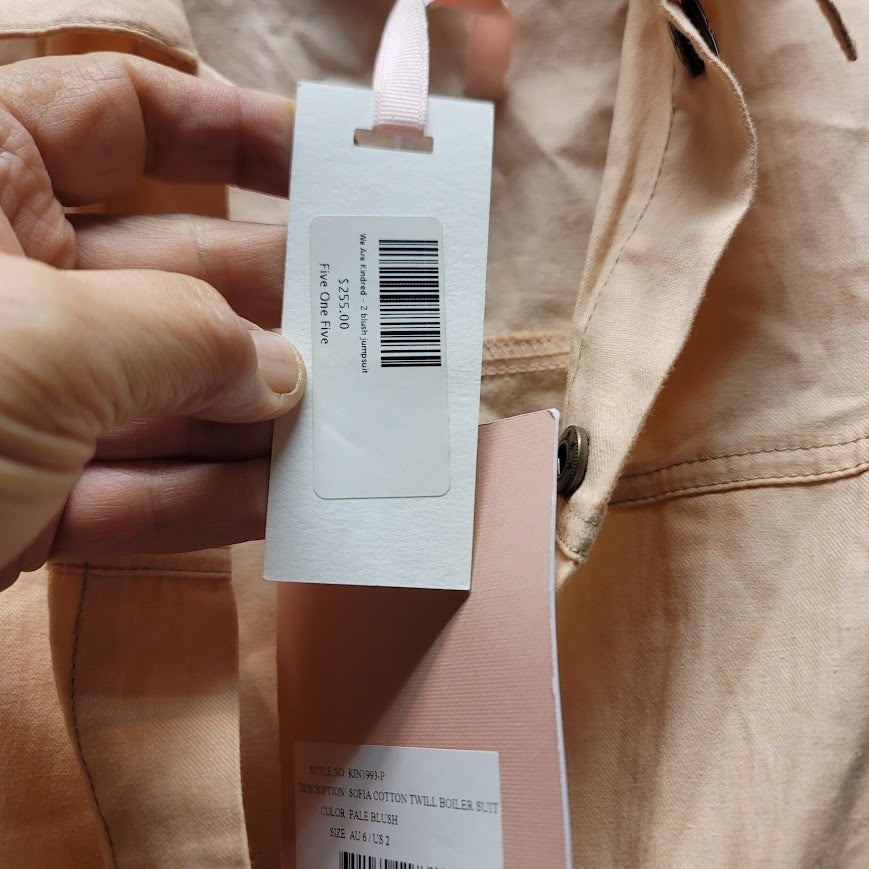 We Are KINDRED Sofia Cotton Twill Boiler Suit Pale Pink Jumpsuit Size 2