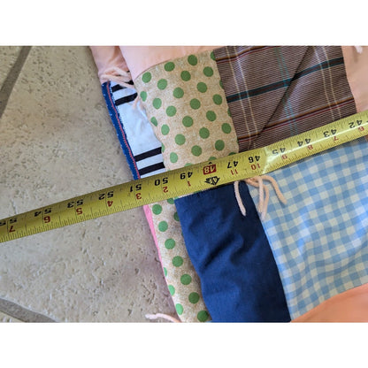 Handmade Patchwork Quilt Peach Yarn tassel 96" x 103"  Cabin Vintage KING/QUEEN
