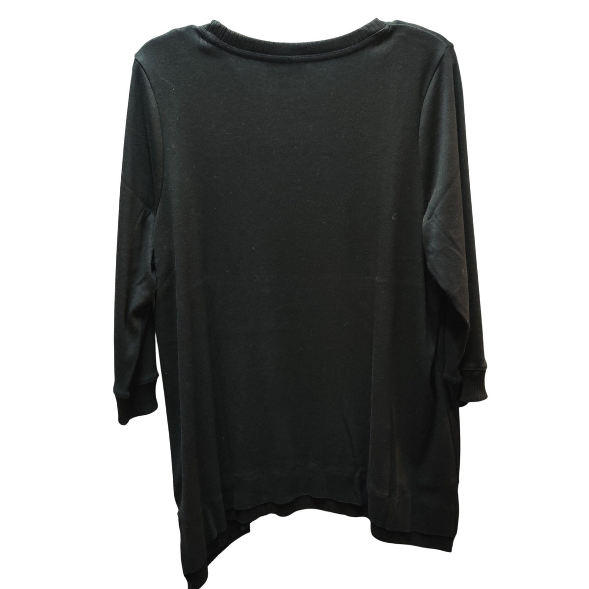 Style & Co Black Knit Tunic Top Asymmetrical Hem Casual Everyday Essential Large