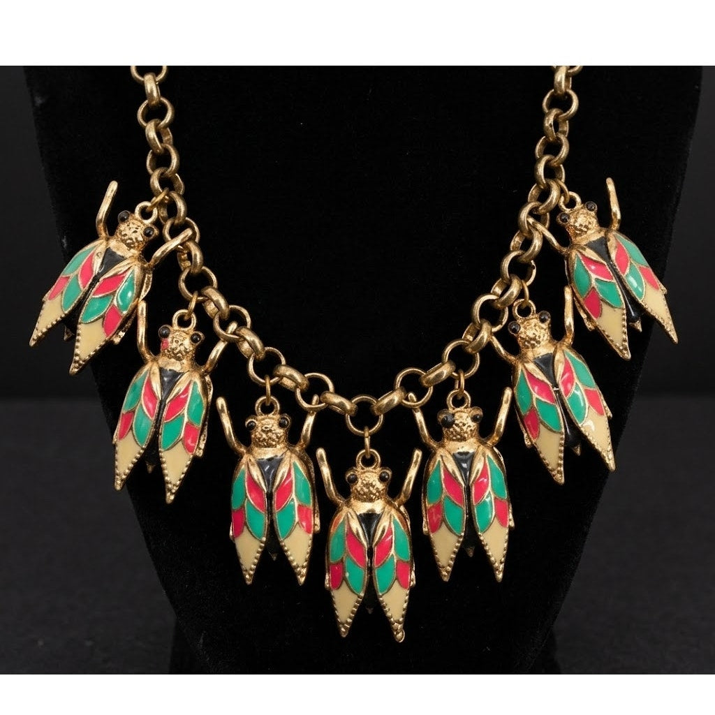 Rare Chanel 2010 ParisShanghai Cicada Necklace Crystal Gold Tone 10A Metiers Art
