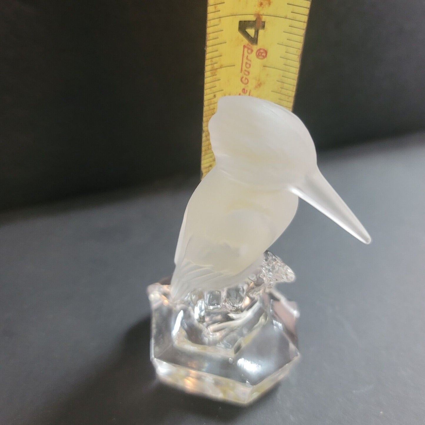 Nachtmann Goebel KINGFISHER BIRD frosted clear Glass Figurine Signed 24% Lead