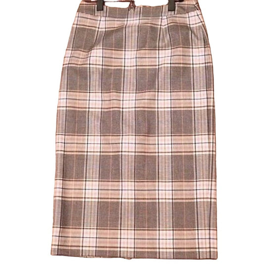 Halogen Lined Back Zip Plaid Pencil Skirt Sz 6 in Black Multi Lillian Check NWT